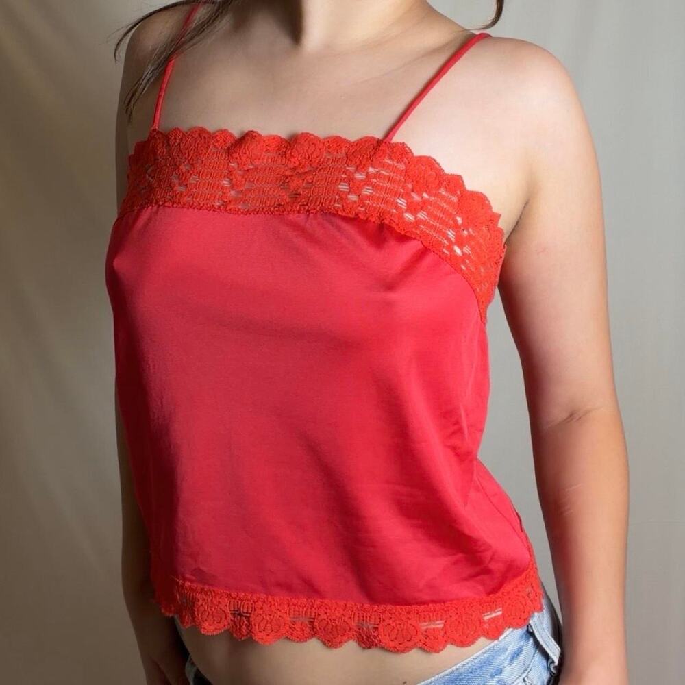 90s vintage red lace cami
